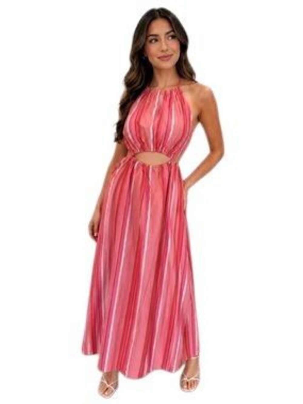 Pedal and Pup - Madam Stripe Cutout Cotton Halter Dress Size Large DL5